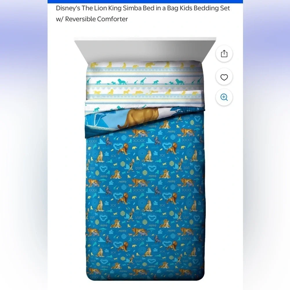 Disney The Lion King Simba Bedding Reversible Comforter Blue Orange Twin